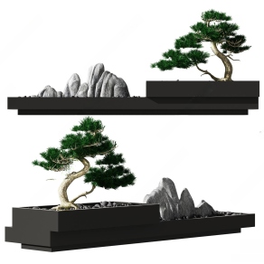新中式假山山水3D模型下载